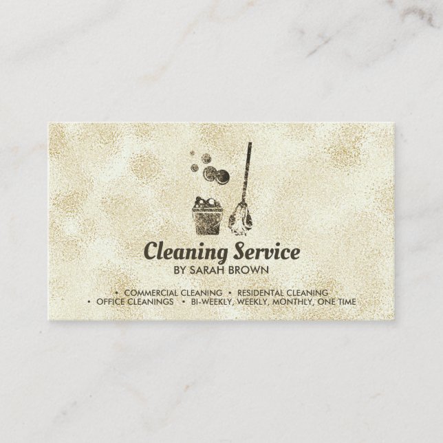 Cleaning Maid Janitorial sparkling sepia Business Card (Front)