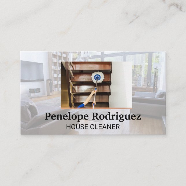 Cleaning Maid | Mopping Floors Business Card (Front)