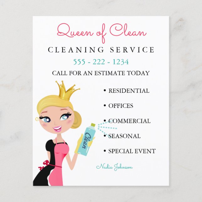 Cleaning Maid Service Blonde Character Crown Flyer (Front)