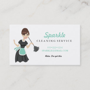 Cleaning Maid Service Character Featherduster Business Card