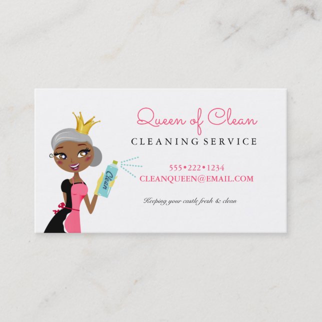 Cleaning Maid Service Ethnic Character Crown Busin Business Card (Front)