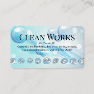 Cleaning Maid Services Bubbles Background Business Card