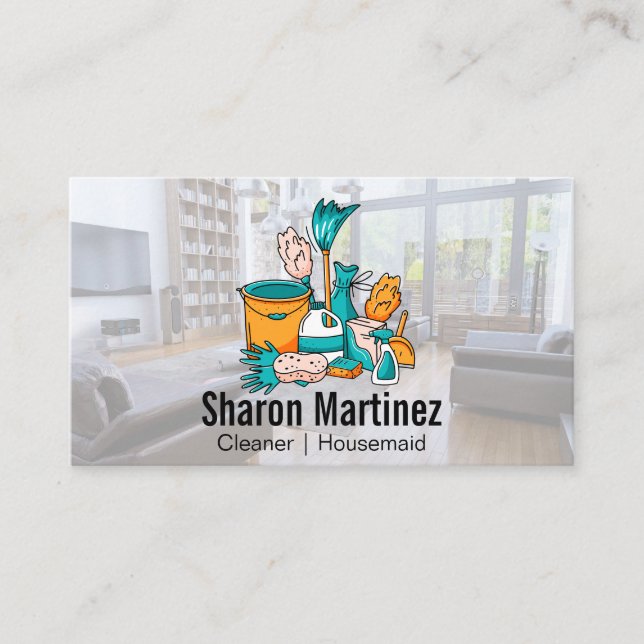 Cleaning Maid Services Business Card (Front)