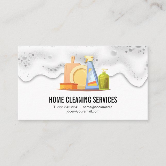 Cleaning Maid Services | Soap Suds Business Card (Front)