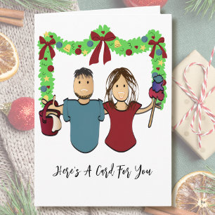 Cleaning Male Female Cartoon Thank You Christmas  Card