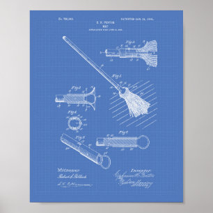 Cleaning Mop 1905 Patent Art Blueprint Poster