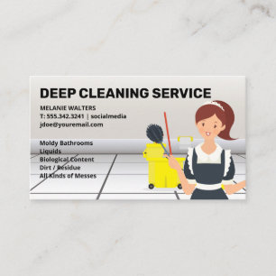 Cleaning Mop   Maid   House Cleaner Service Business Card