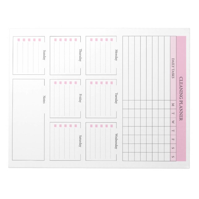 Cleaning Planner - Cleaning Checklist Notepad (Front)