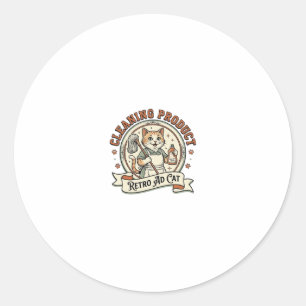 Cleaning Product Retro Ad Cat Cleaning Product Ret Classic Round Sticker