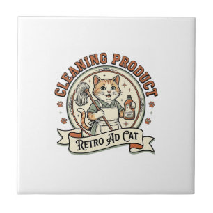 Cleaning Product Retro Ad Cat Cleaning Product Ret Tile