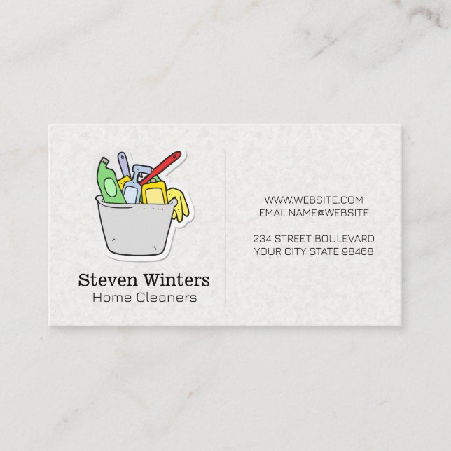 Cleaning Products in Bucket  Business Card (Front)