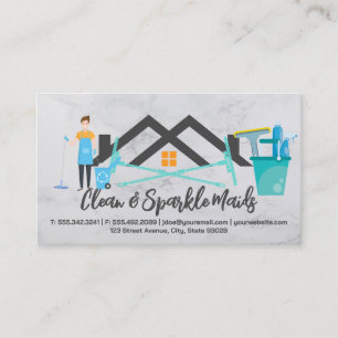 Cleaning Products Maid Cleaning Roof Logo Business Card