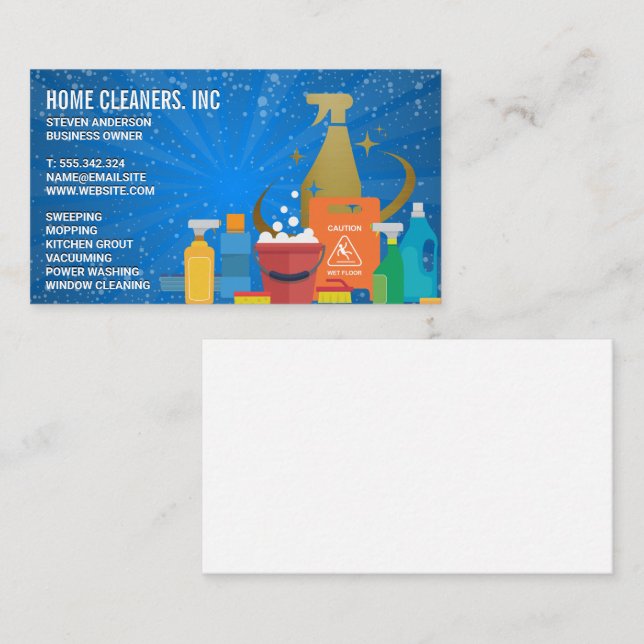 Cleaning Sanitising Tools | Maid | Cleaners Business Card (Front/Back)