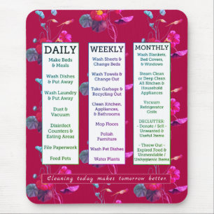 Cleaning Schedule & Affirmation Feminine Floral Mouse Mat