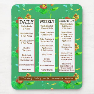Cleaning Schedule & Affirmation Vintage Floral Mouse Mat