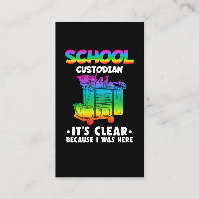 Cleaning School Custodian Funny Business Card (Front)