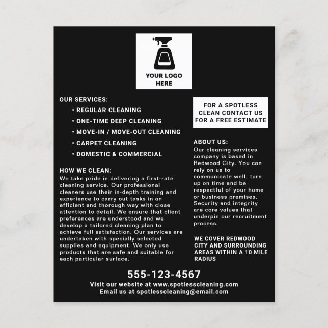 Cleaning Service Add Your Logo Black Flyer (Front)