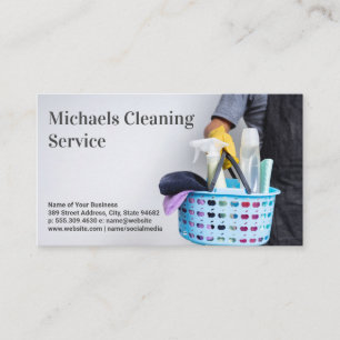 Cleaning Service Basket of Cleaning Supplies Business Card