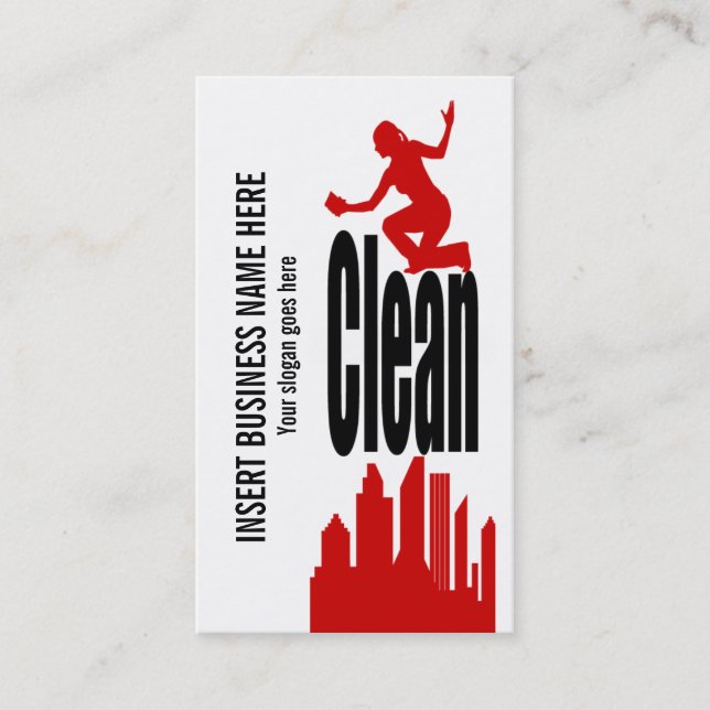 Cleaning Service black red PERSONALIZE Business Card (Front)