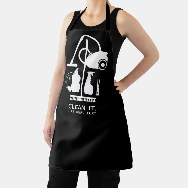 Cleaning Service Black White Apron (Insitu)