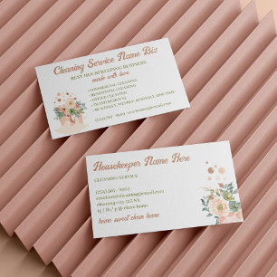 Cleaning Service Blush Pink Floral Janitorial Business Card