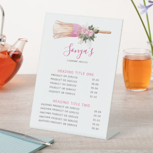 Cleaning Service Broom Modern Business Pedestal Sign