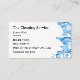 Cleaning Service Bubbles Theme Business Card