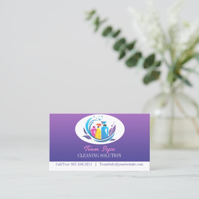 Cleaning Service Business Card (Standing Front)