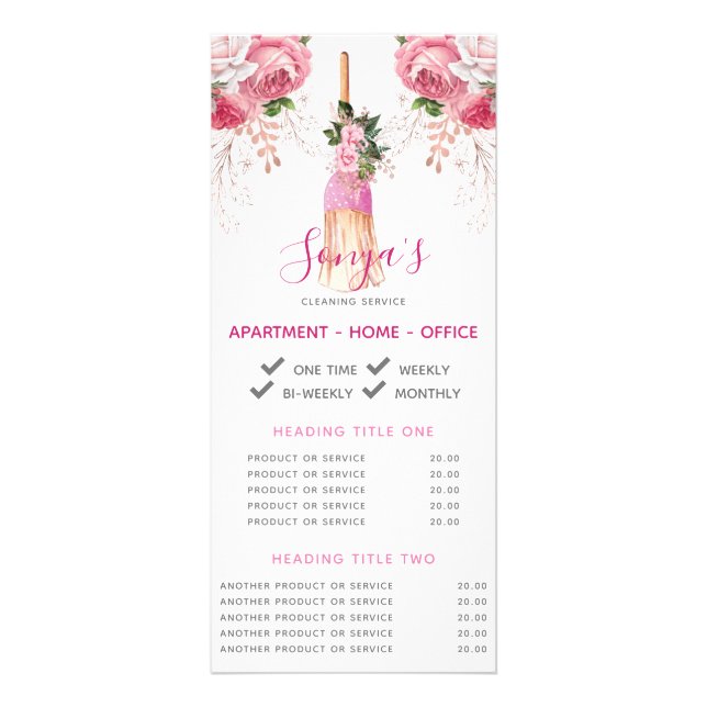 Cleaning Service Business Promotional Broom Rack Card (Front)