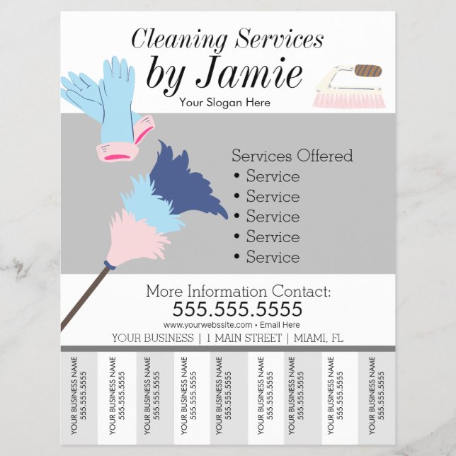 Cleaning Service Business Tear Off Strips  B Flyer (Front)
