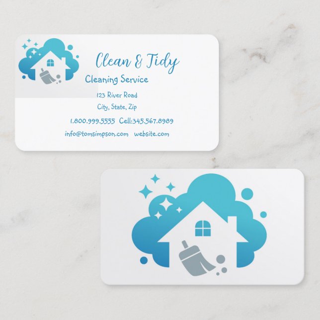Cleaning Service Cleaners House Home Private Business Card (Front/Back)