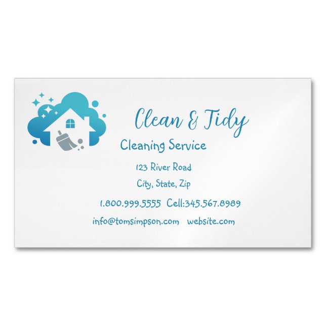 Cleaning Service Cleaners House Home Private   Magnetic Business Card (Front)