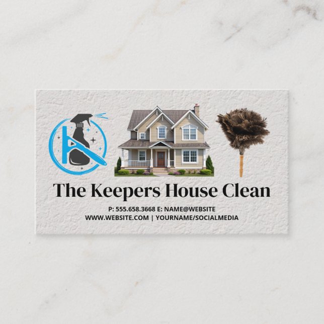 Cleaning Service | Duster and Spray Squeegee Business Card (Front)