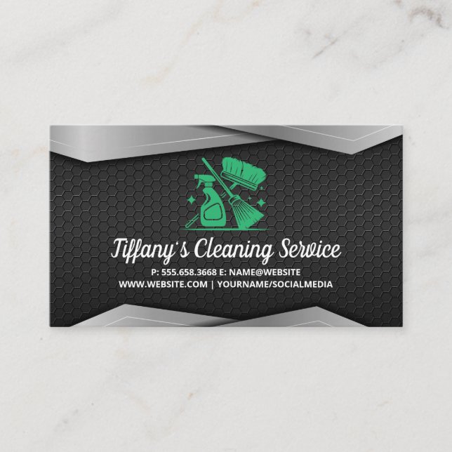 Cleaning Service Equipment Illustrations Business Card (Front)