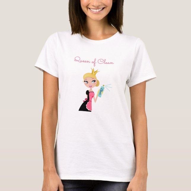 Cleaning Service Female Maid Character Queen Crown T-Shirt (Front)