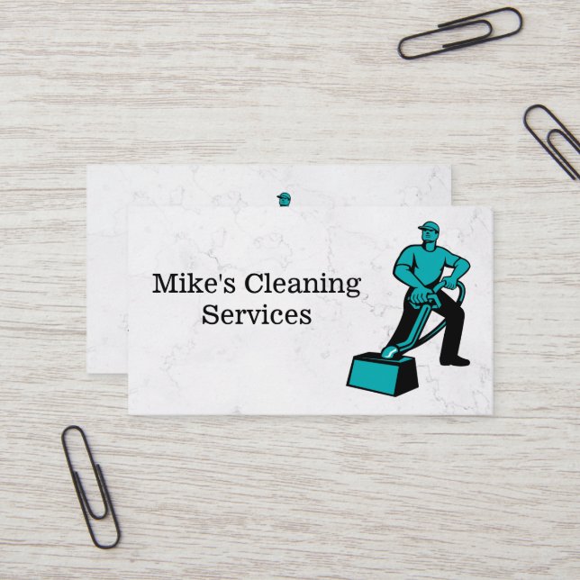 Cleaning Service | Floor Cleaner Icon Business Card (Front/Back In Situ)
