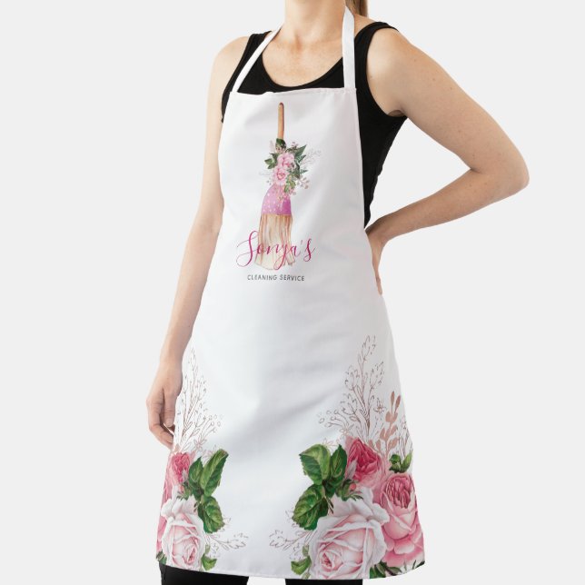 Cleaning Service Floral Business Broom Apron (Insitu)