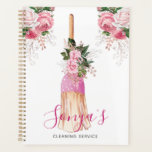 Cleaning Service Floral Cute Broom Planner<br><div class="desc">Cleaning Service Floral Watercolor chic unique design. If you have any questions feel free to contact me. Matching products can be found in Cleaning service Business collection.</div>