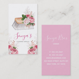 Cleaning Service Floral Watercolor Brush Business Card