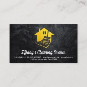 Cleaning Service House and Broom Business Card