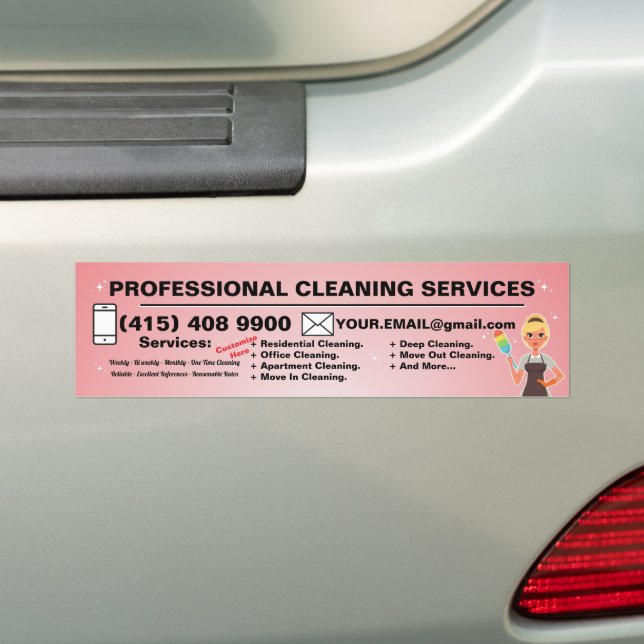 Cleaning Service Housekeeping Janitorial Maid  Bumper Sticker (On Car)