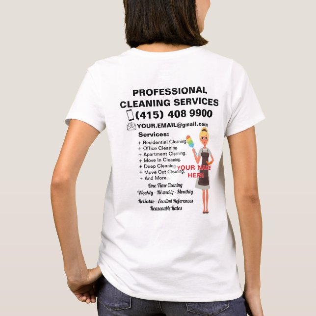 Cleaning Service Housekeeping Janitorial Maid  T-Shirt (Back)