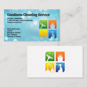 Cleaning Service Icon Squares Business Card