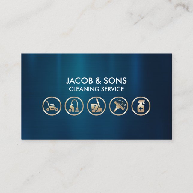 Cleaning Service  Icons Business Card (Front)
