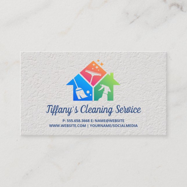Cleaning Service Icons | Maid Cleaning | House Business Card (Front)