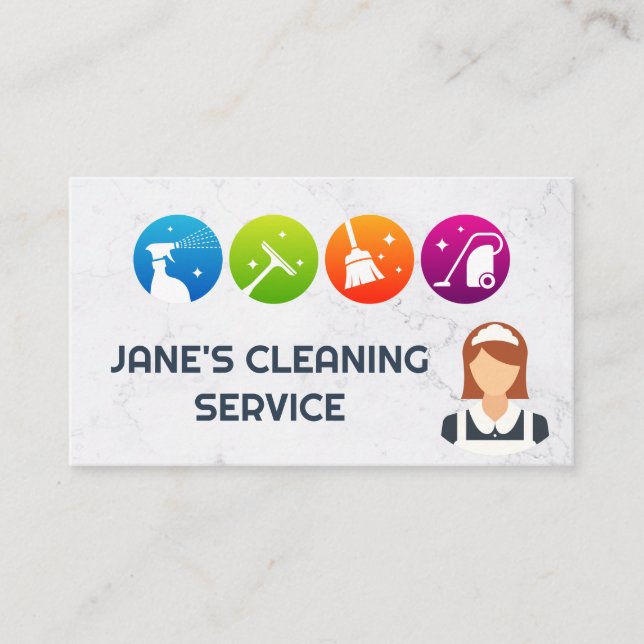 Cleaning Service Icons | Maid Icons  Business Card (Front)