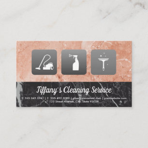 Cleaning Service Icons   Maid Marble Colour Block Business Card