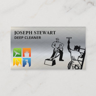 Cleaning Service Icons   Steamer   Window Cleaner Business Card