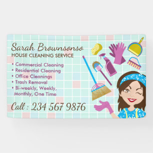 Cleaning Service Includes Janitorial Maid Business Banner