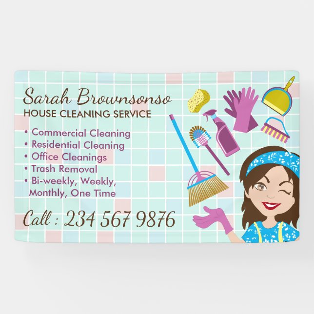 Cleaning Service Includes Janitorial Maid Business Banner (Horizontal)